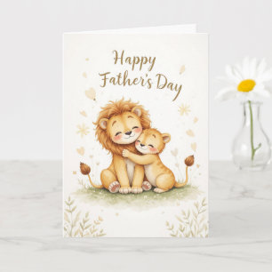 Väter Day Card mit Löwen und Cub Niedlich Safari Karte