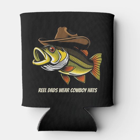Väter Day Funny Fish mit einem Cowboy-Hut Dosenkühler (Rückseite)