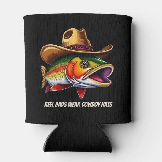 Väter Day Funny Fish mit einem Cowboy-Hut Dosenkühler (Rückseite)