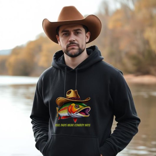 Väter Day Funny Fish mit einem Cowboy-Hut Hoodie