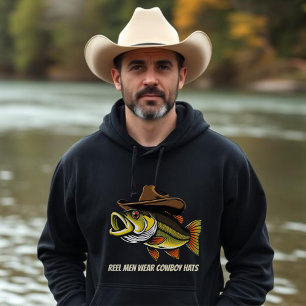 Väter Day Funny Fish mit einem Cowboy-Hut Hoodie