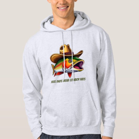 Väter Day Funny Fish mit einem Cowboy-Hut Hoodie (Vorderseite)