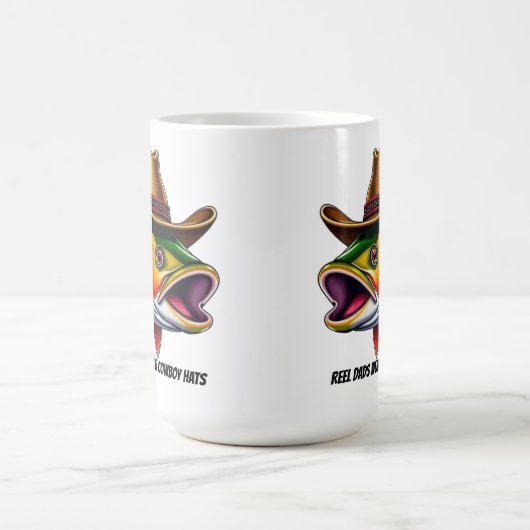 Väter Day Funny Fish mit einem Cowboy-Hut Kaffeetasse (Mittel)