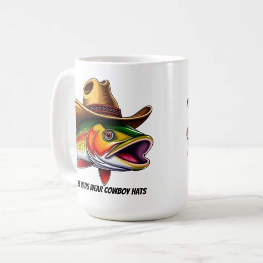 Väter Day Funny Fish mit einem Cowboy-Hut Kaffeetasse (Vorderseite Links)