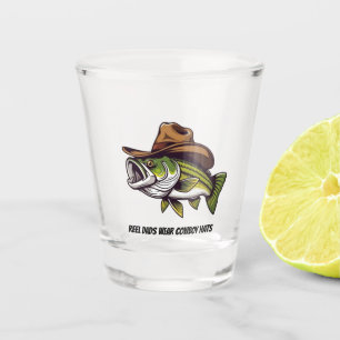 Väter Day Funny Fish mit einem Cowboy-Hut Schnapsglas