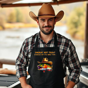 Väter Day Funny Fish mit einem Cowboy-Hut Schürze