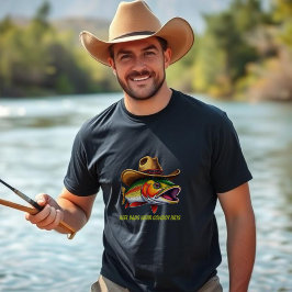 Väter Day Funny Fish mit einem Cowboy-Hut T-Shirt