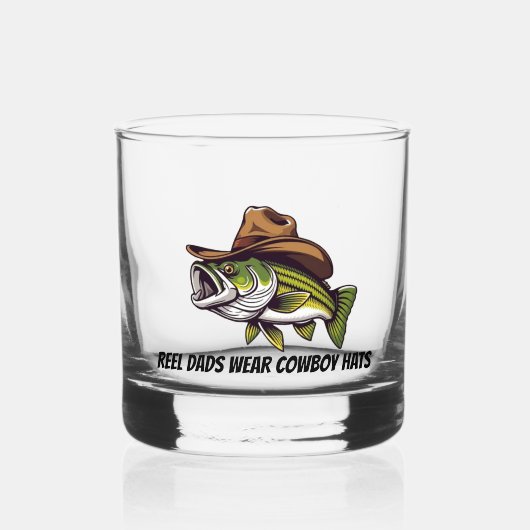 Väter Day Funny Fish mit einem Cowboy-Hut Whiskyglas (Vorderseite)