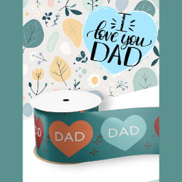 Vater-Day Teal und Orange Hearts Papa Satinband