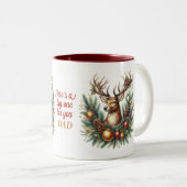 Vater Deer Decorations Pine Booughs Zweifarbige Tasse (VorderseiteRechts)