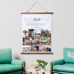 Vater-Definition 8 FOTO PERSONALISIERT Wandteppich Mit Holzrahmen