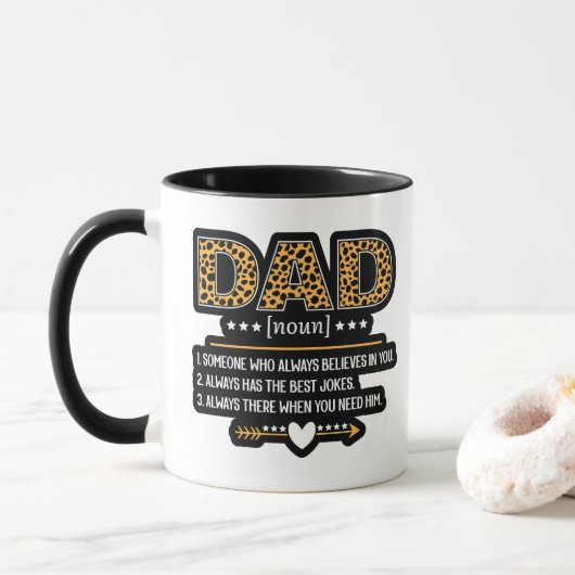 Vater Definition Leopard Print Vatertag Geschenk Tasse (Mit Donut)