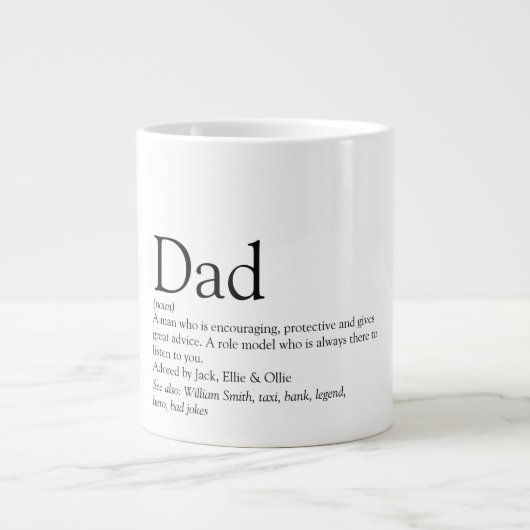Vater Definition Zitat Spaß Cool Schwarz und Weiß Jumbo-Tasse (Vorderseite)