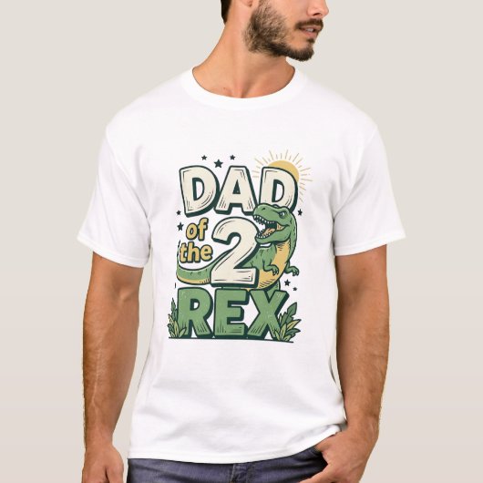 Vater der 2 Rex Dinosaur Vater Shirt Design_1 (Vorderseite)