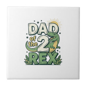 Vater der 2 Rex Dinosaurier Vater Shirt Design_1 Fliese