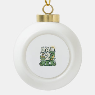 Vater der 2 Rex Dinosaurier Vater Shirt Design_1 Keramik Kugel-Ornament
