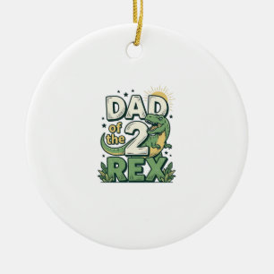 Vater der 2 Rex Dinosaurier Vater Shirt Design_1 Keramik Ornament
