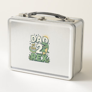 Vater der 2 Rex Dinosaurier Vater Shirt Design_1 Metall Brotdose