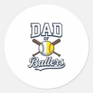 Vater der Baller Baseball Softball Vintage Design_ Runder Aufkleber