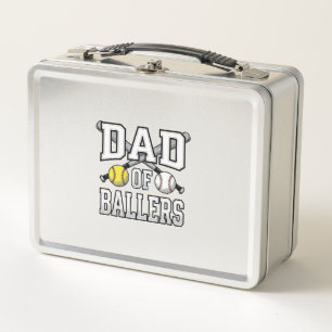 Vater der Baller Vintage Baseball Softball T-Shirt Metall Brotdose