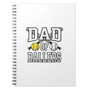 Vater der Baller Vintage Baseball Softball T-Shirt Notizblock