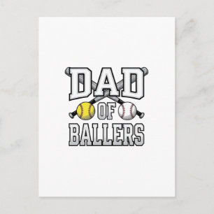 Vater der Baller Vintage Baseball Softball T-Shirt Postkarte