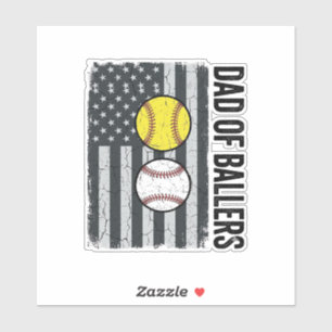 Vater der Ballers Softball Baseball Patriotisch Aufkleber