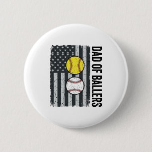 Vater der Ballers Softball Baseball Patriotisch Button