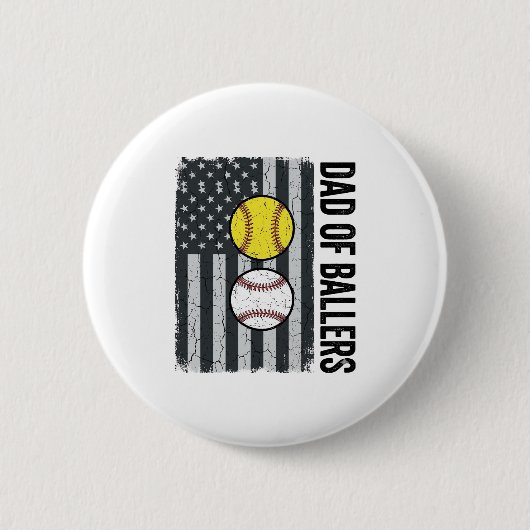 Vater der Ballers Softball Baseball Patriotisch Button (Vorderseite)