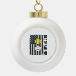 Vater der Ballers Softball Baseball Patriotisch Keramik Kugel-Ornament