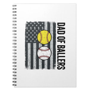 Vater der Ballers Softball Baseball Patriotisch Notizblock