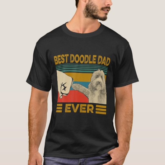 Vater der besten Doodle je Retro Hund Lover Vatert T-Shirt (Vorderseite)
