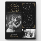 Vater der Braut | Black Gold Message & Foto Fotoplatte (Vorderseite)