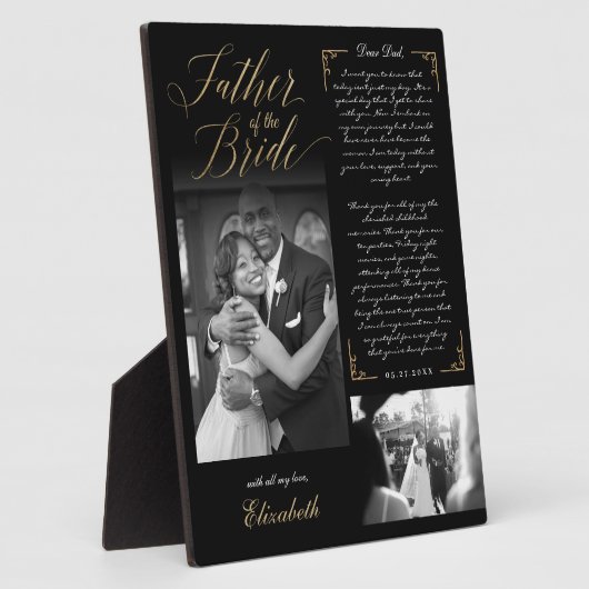 Vater der Braut | Black Gold Message & Foto Fotoplatte (Seite)