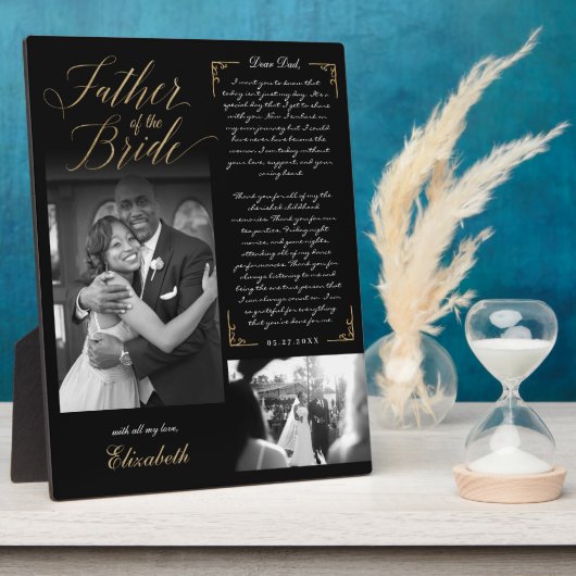 Vater der Braut | Black Gold Message & Foto Fotoplatte (Seite)