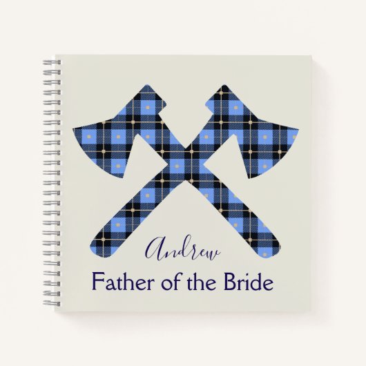 Vater der Braut Blau und Grau Axt Notizblock (Vorderseite)