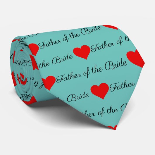 Vater der Braut Blue Red Hearts Neck Tie Krawatte (Gerollt)