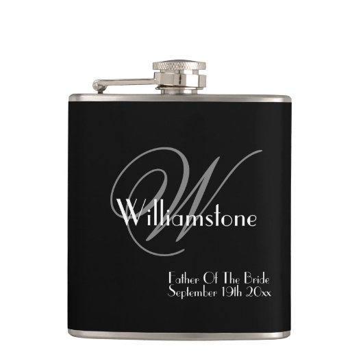 Vater der Braut Geschenk Elegant Monogram Classic Flachmann (Vorderseite)