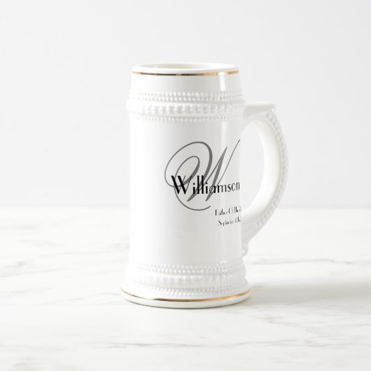 Vater der Braut Geschenk klassische Monogramm rust Bierglas (VorderseiteRechts)