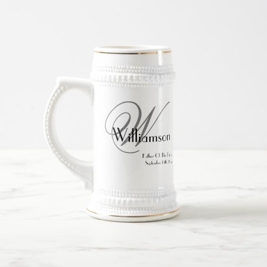 Vater der Braut Geschenk klassische Monogramm rust Bierglas (Links)