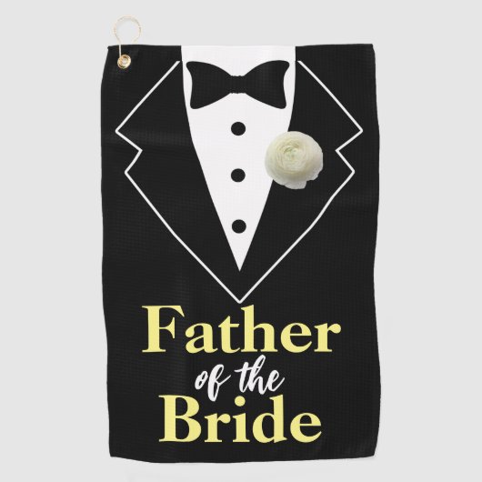 Vater der Braut Hochzeit Tuxedo Personalisiert Golfhandtuch (Vorderseite)