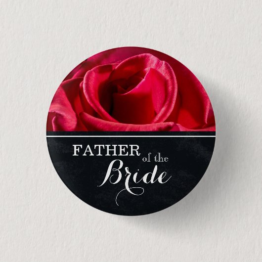 "Vater der Braut" Hochzeitsfeiern Rote Rosen Button (Vorderseite)