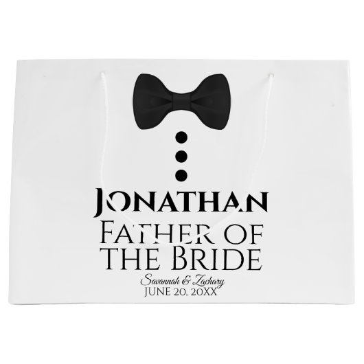 Vater der Braut Hochzeitsgeschenk Tasche Schwarze Große Geschenktüte (Vorderseite)
