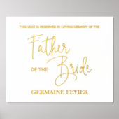 Vater der Braut reservierte Gedenkstätte Hochzeit Foliendrucke (Vorderseite)