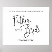 Vater der Braut reservierte Gedenkstätte Hochzeit Poster (Vorne)