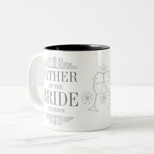 Vater der Braut Rustikale graue Hochzeitmonogramm Zweifarbige Tasse (Vorderseite Links)