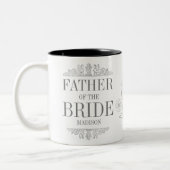 Vater der Braut Rustikale graue Hochzeitmonogramm Zweifarbige Tasse (Links)