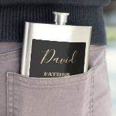 Vater der Braut-Schwarz-GoldGlitzer-Typografie Flachmann (Beispiel)