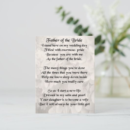 Vater der Braut - Weiß Postkarte (Stehend Vorderseite)