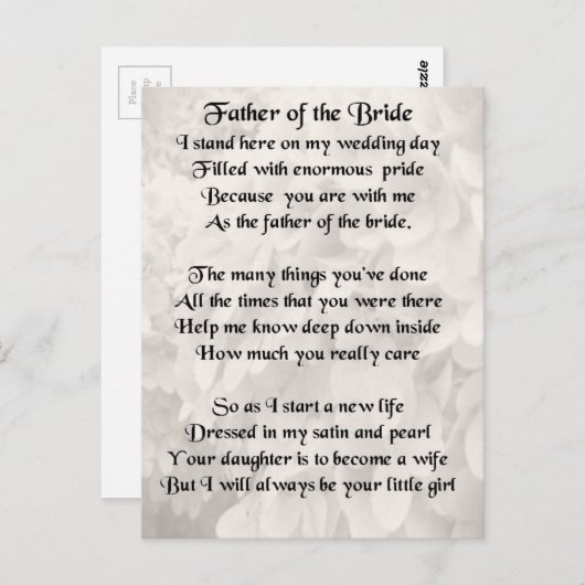 Vater der Braut - Weiß Postkarte (Vorne/Hinten)